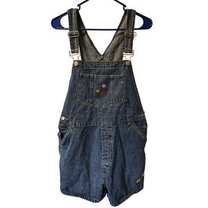 No Boundaries Juniors Large Women's Floral Embroidered Coverall Shorts